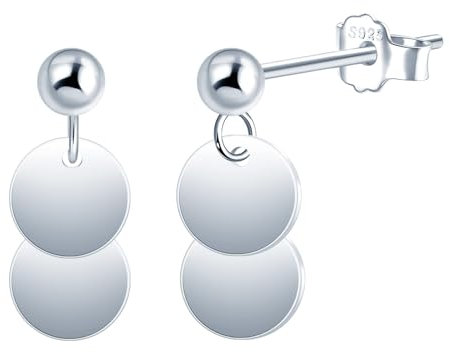 CONILOK Metallisch Runder Kuchen Ohrringe Silber 925 Stecker Ohrstecker Ohrhänger Silber Damen Schmuck Ohrring Kleine Geschenke für Frauen Mädchen Freundin Mutter Geburtstag Weihnachtstag Valentinstag