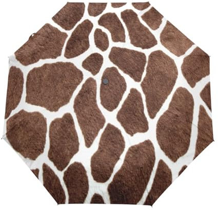 DEHOZO Regenschirm mit 3 Falten, automatisches Öffnen und Schließen für Reisen, Outdoor, Tier-Giraffen-Druck, winddicht, leicht, faltbar, für Kinder, Regen, Sonne, 8 Rippen, kompakter