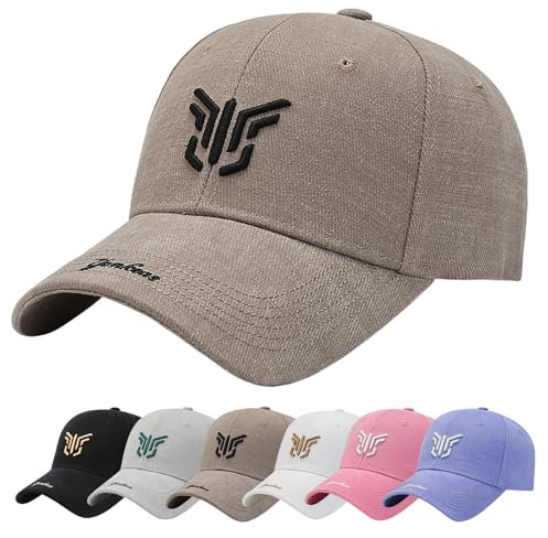 Enwokran Cappellino da Baseball da Uomo con Visiera, Unisex Cotone Regolabile Anti-Sole Ricamo Berretti da Baseball Cappellini per Sport All'aperto,Trucker Cappello Hip Hop papà (Cachi)