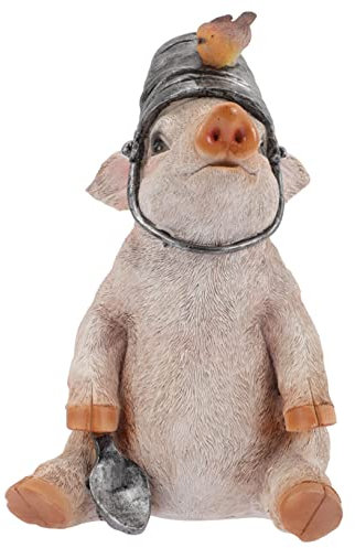 Happyyami Pig Statue Gartenfigur Resin Lustige Dekorative Schwein Skulpturen Für Außenbereich Garten Deko Für Garten Und Tierfigur Für Stilvolle