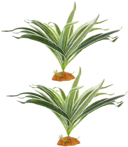 POPETPOP Lot de 2 plantes décoratives pour terrarium de reptile, fausses plantes du désert, dragon barbu pour décoration d'aquarium - Plante artificielle pour gecko, lézard, serpent
