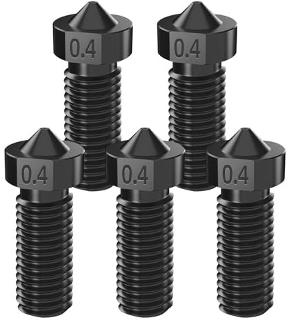 IdeaFormer 5 Stück Hardened Steel Volcano Nozzle 0.4mm, Volcano Düse Gehärtetem Stahl 3D Drucker Extruder Hotend Nozzles für Artillery Sidewinder X1/X2 /Genius für Anycubic Vyper/Kobra Plus/Kobra Max