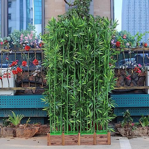 BOKNI Plantes artificielles en Pots pour décoration intérieure, Fausse clôture en Bambou pour séparation de Mur/Porte, terrasse extérieure, Jardin, aménagement paysager, Facile à Installer (couleu