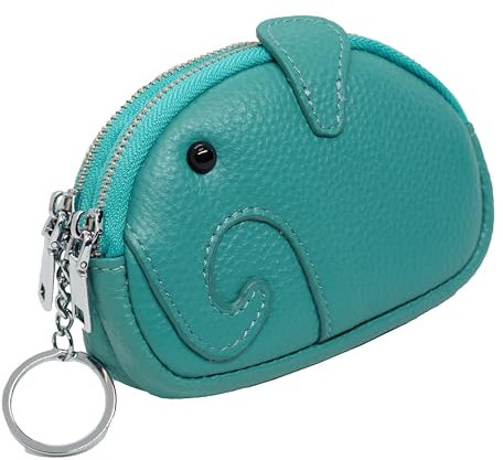 BAWAKO Kleingeldbörse Elefant Shape aus Leder - Schlüsseltasche Münzbörse Münzbeutel Coin Purse klein Geldbörse Geldbeutel Kleingeldportemonnaie (Blau)