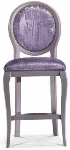 Casa Padrino Luxus Barock Barstuhl Lila/Grau H. 113 cm - Made in Italy