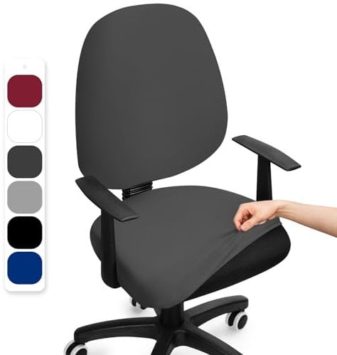 BalladHome Bürostuhl Bezug Stretch Bezug Für Bürostuhl Universal Office Computer Stuhlbezug Drehbare Office Stuhlbezüge Abnehmbare Waschbare Bürostuhl Hussen für Computer Armlehnen Stuhl (Grau,1PC)-F