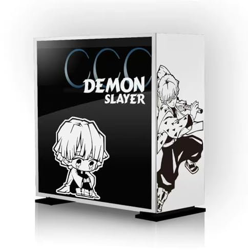 Anime Stickers for PC Case, Kamado Tanjiro/Kamado Nezuko 3D Vinyl Decor Decal for Computer Chassis Skin, PC Case Glass Decorative, Waterproof Easy Removable