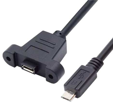 chenyang Câble d'extension micro USB 2.0 5 broches mâle vers femelle avec trous de montage sur panneau 50 cm