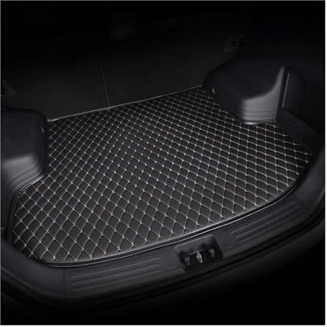 DZSYINGCHUSM Kofferraummatte Für Skoda Für Kamiq 2019-heute Auto Cargo Liner Custom Car Kofferraummatten Innenteile Antirutschmatte(Black bige)