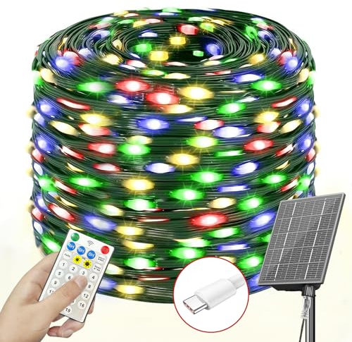 SOLARBABY Bunt Lichterkette Außen Solar,64M 640LED Solar Lichterkette Aussen Wetterfest IP65,19 Modes Solar Weihnachtsbeleuchtung Außen für Weihnachtsdeko Garten Terrasse Balkon Party