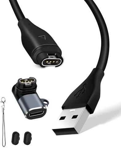 Cavo di ricarica per orologio 3,3 piedi/1 m compatibile con Garmin Fenix ​​​​7 7S 7X 6 6S 6X Pro 5 5S 5X Plus, Forerunner 745 935 945 45 45S 245, Vivoactive 3 4 4S, Venu (A-Straight+Adattatore)