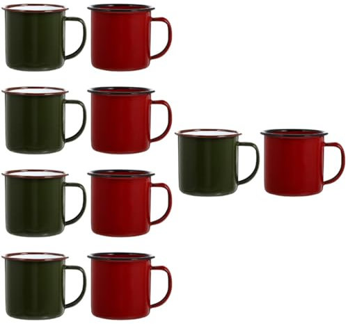 Amosfun Caneca Cafe Esmalte 10 Piezas Vaso De Antiguo Taza De Fiesta Retro Tazas De Lata De Camping Vintage Taza Esmaltada - Tazas Taza Para Beber Retro Copa De Vino Taza De Café Expreso Esmalte