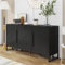 Élégant buffet noir à chevrons avec 2 portes et 3 tiroirs pour salle à manger, cuisine et salon 145 x 40 x 75 cm (l x P x H)