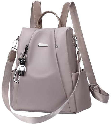 Eshow Rucksack Damen Klein, Anti-Diebstahl Elegant Cityrucksack Tagesrucksack, Kleine 3 in 1 Rucksackhandtasche für Mädchen Und Frauen, Rucksacktasche Modern für Pendeln Schule Arbeit Reise Grau