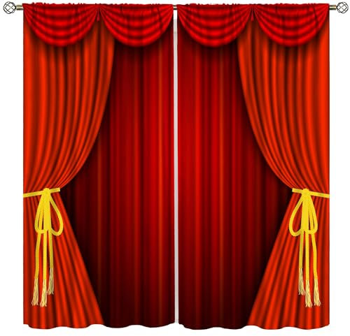 AAVEUP Filmvorhänge für Kino, Theater, Bühne, Kino, Vorhang, Fenstervorhänge, Druck, für Jungen, Mädchen, Schlafzimmer, Wohnzimmer, 106,7 x 114,3 cm (ohne Verdunkelung)