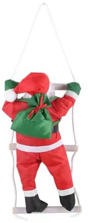 SANRLO Decorazioni natalizie, decorazione natalizia a forma di Babbo Natale che si arrampica sulla scala, unica