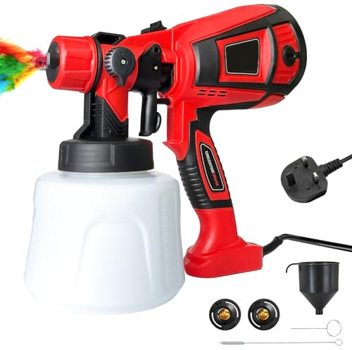 Farbsprühsystem, 800W Elektrisches Lackierpistole mit 1400ML Behälter, Zaun Farbspritzgerät mit 3 Düsen und 3 Muster Farbsprühgerät, HVLP Elektrische Spritzpistole für Gartenzaun, Wände, Möbel, Decke