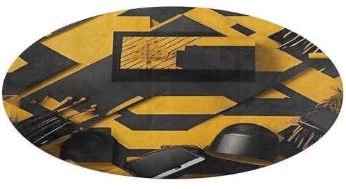 Runder Teppich, 80 x 80 cm, rutschfest, weich, waschbar, saugfähig, Teppich, Senfgelb, Überwurf, Teppiche für Küche, Schlafzimmer, Badezimmer, Heimdekoration