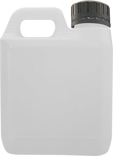 PSN HDPE 1 Litre Jerry Can Food-Grade Clear Plastic Water Tanks/Liquid Storage Container Bottles Comes With Tamper Evident Black Cap Available in 4 sizes 500ml- 5 Litre (Black, 1 Litre - (Pack of 1))