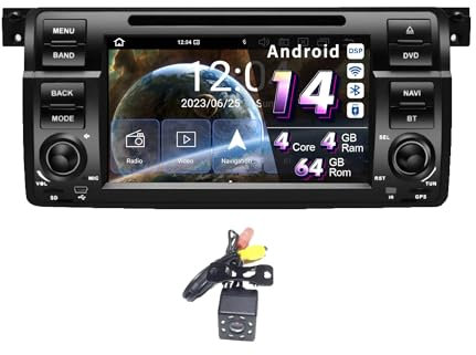 Amaseaudio Android 14 Car Radio 7inch for BMW E46 3 Series 1999-2004, 1 Din, Octa core 4GB+64GB,Wireless Carplay Android Audo, In-Dash DVD player, DSP+, Support 4G Wifi Bluetooth 5.0 Sim card slot