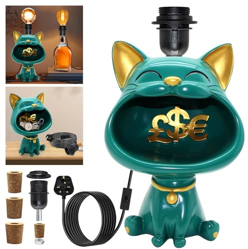 Lamp Kit for Bottle Lights, 15x20 cm Army Green Small Table Lamp Base, E27 Bulb Holder with 240 cm Plug and Switch, DIY Bottle Light Adaptor Kit, Bedside Lamp Desk, Desktop Key Holder, for Bedroom