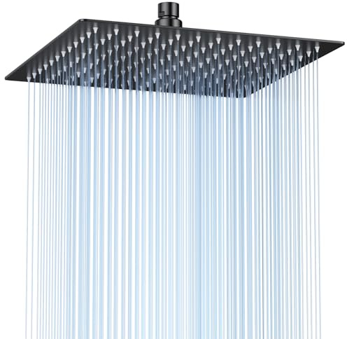 16 Zoll (40.5cm) Regendusche Duschkopf – Edelstahl, Hochdruck, Ultradünn, 360° Schwenkbar – Großer Luxus-Kopfbrause für Spa-Duscherlebnis, Einfache Montage