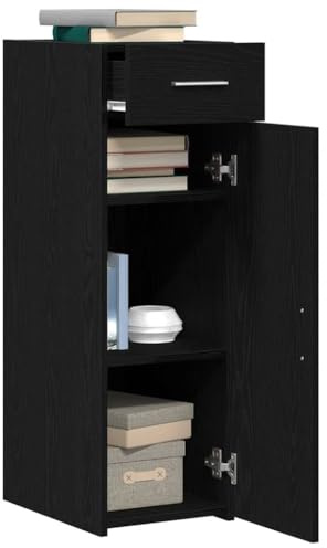 vidaXL Sideboard mit Schubladen Schwarz Eichen-Optik 30 x 42,5 x 93 cm | Hier hast du viel Platz für deine Sachen, Sieht super aus in schwarzer Eiche, Aus massiver Eiche gemacht