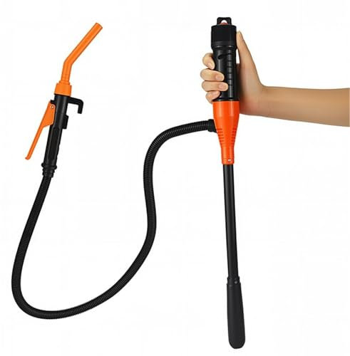 AWYYA Pompe de Transfert de Carburant À Batterie, avec Tuyau de 90 Cm, 2,6 Gpm, Facile À Transporter, pour Le Transport D'essence, de Fioul Léger, de Kérosène, de Diesel, Etc., Sans Piles.