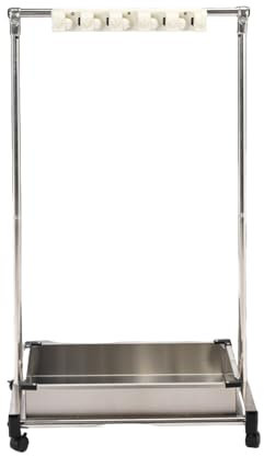 LVLDAWA Mobiler Besenhalter Bodenstehender Moppständer Aus Edelstahl Reinigungswagen Mit Haken Für Schulen, Restaurants, Garagen(68x51x109cm-A)