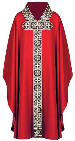 DUHENWU Priester Kostüm Herren Priester Messgewand Katholische Kirche Zelebrant Vater Priester Kasel Robe Massen Ornat Celebrant Messgewand Chasubles Vestment Für Kirche Messe Gewänder Robe