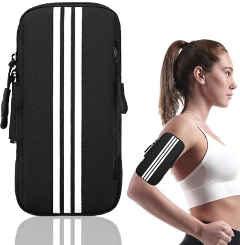 Aieraczy Handytasche Joggen, Laufen Handytasche, Handyhalterung Joggen Arm, Handy Armband Joggen, Sportarmband für Joggen Zubehör, Fitness, Workout, Bis Zu 6,7 Schwarz