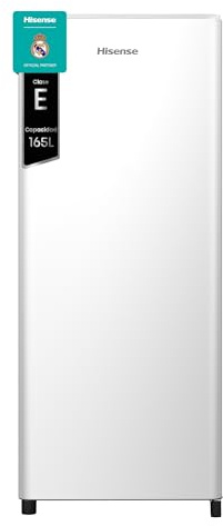 Hisense RR220D4BWE - Frigorífico Una Puerta, 165L, 127cm, Cycle Defrost (Cíclico), Cajón Frutas y Verduras, Estantes Ajustables en Altura, Congelador Freeze Zone, Iluminación LED, Blanco