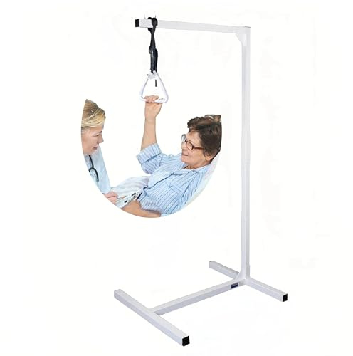 Bettgalgen mit Leitergriff,Mobile Stehhilfe,Betthebehilfe,verstellbare Griffhöhe,Bettgriff,Betterhöhung,Stock Fachmann Mobiler Freihstehender Bettgalgen Mit Triangelgriff Aufrichthilfe