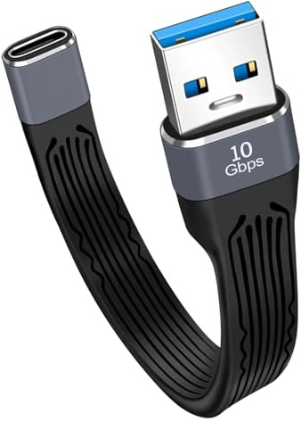 USB C Female to USB Male Adapter Cable, Type C to USB A Extension Flat Cord | USBC to USB-A Adapter 10Gbps, SuperSpeed Data Transfer, Compatible with Laptop, PC, Keyboard, Hard Drive, Phone