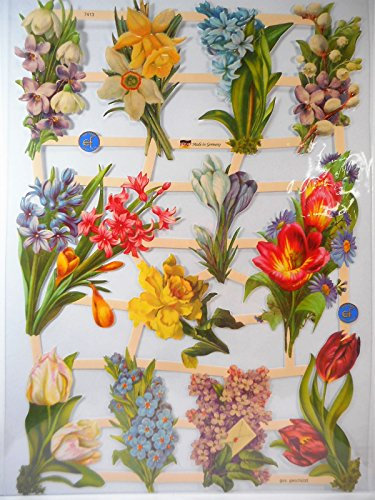 Glanzbilder Frühling Blume Blumen EF 7413 Oblaten Posiebilder Scrapbook Deko GWI 347