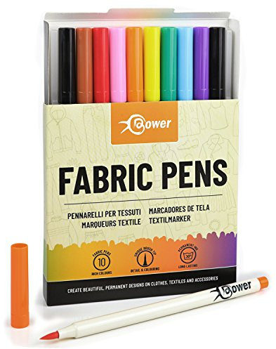 Fabric Pens Permanent Fabric Markers – Vari-Detail Nib - A Unique Pen to Decorate T-Shirts, Baby Clothes, Textiles, Canvas Shoes, Tote Bags, School Uniform Name Labels Tags Colour & Craft - by Bower