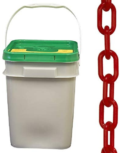Mr. Chain 50005-P Absperrkette, Kunststoff, 5,1 cm, 160 m im Eimer, Rot