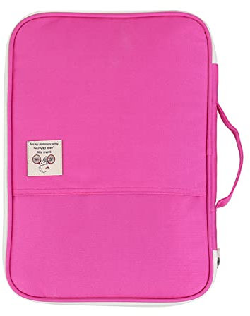 5 couleur Sac de documents de taille A4 Sac de dossier Sac d'ordinateur Porte-documents(Rose Rouge)