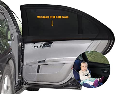 Car Sun Shades 2 Pack for Baby, Window Shade Blinds Covers for Kids Pets With UV Rays/Sun Heat/Glare Protection, Sunshades Shield With Breathable Mesh Visor for Side Rear Full Window