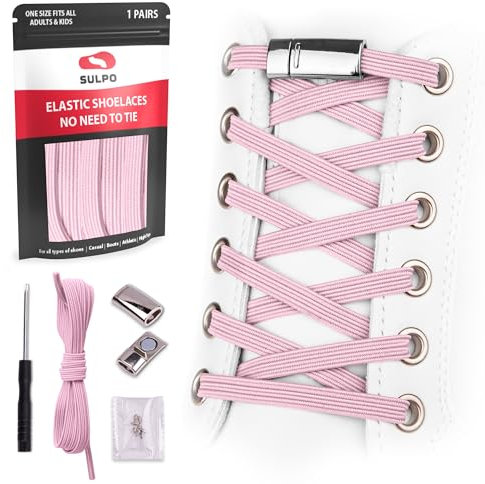 Sulpo Lacets élastiques sans laçage avec fermoir en métal pour toutes les chaussures - - rose bonbon,