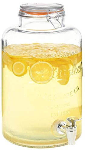 Festnight Distributeur d'eau Distributeur de Boisson en Verre avec Robinet Transparent 8 L