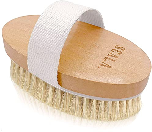 Scala Body Brush Natural Bristle, Dry Brushing Exfoliator for Dead Skin