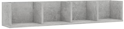 vidaXL CD Wandregal 4 Fächer Wandboard DVD Regal Aufbewahrung Hängeregal Bücherregal Medienregal Dekoregal Betongrau 100x18x18cm Holzwerkstoff
