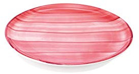 Zafferano Serie Striche Piatto Piano in Porcellana, Diametro 270 mm, Colore Rosa, Lavabile in Lavastoviglie Max 60°, Confezione 6 Pezzi