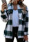 EFOFEI Damen Karo Muster Overshirt mit Plaid Langarm Hemden kariert Herbst Winter Shirt mit Knöpfe Bluse Frühling Oversized Hemdbluse Grün XXS