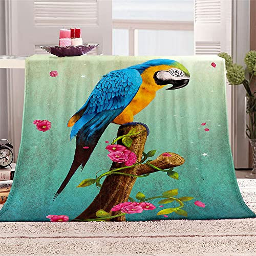 FANSU Kuscheldecke Flauschig Flanell Decke, 3D Drucken Microfaser Weich Warm Plüsch Fleecedecke Sofadecke Couchdecke Wohndecke Bettdecke Tagesdecke (Papagei,150x200cm)