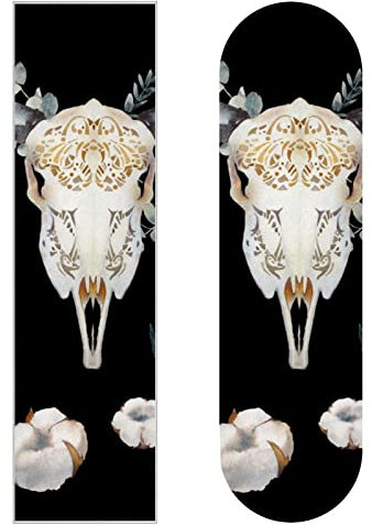 Watercolor Bull Skull Skateboard-Griptape, Schleifpapier, Longboard, Aufkleber, Scooter, Deck, Sandpapier, 2 Stück