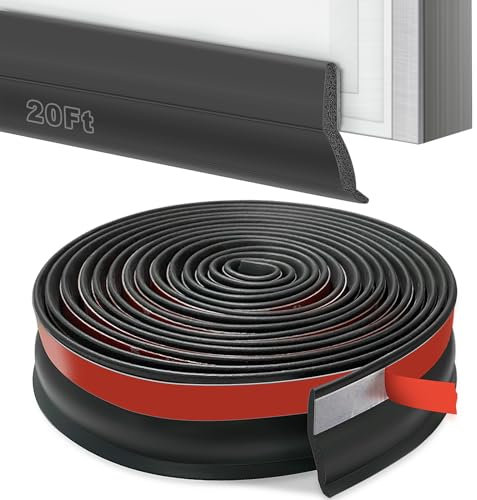 Universal Garage Door Threshold Seals Bottom Rubber Replacement, weatherproofing Garage Door Weather Stripping with Nails (20ft)