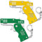 Gejoy 2 Packs Rubber Band Gun Toy Metal Folding Rubber Gun Mini Rubber Launcher Toy Gun with Keychain for Shooting Game Outdoor Activities (Yellow and Green)