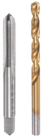 sourcing map 1/4-36 UNC Gewindebohrer gerade Nut 5,6mm Spiralbohrer Set titanbeschichtet 6542 Hochgeschwindigkeitsstahl Bohrer Maschinen Gewindebohrer